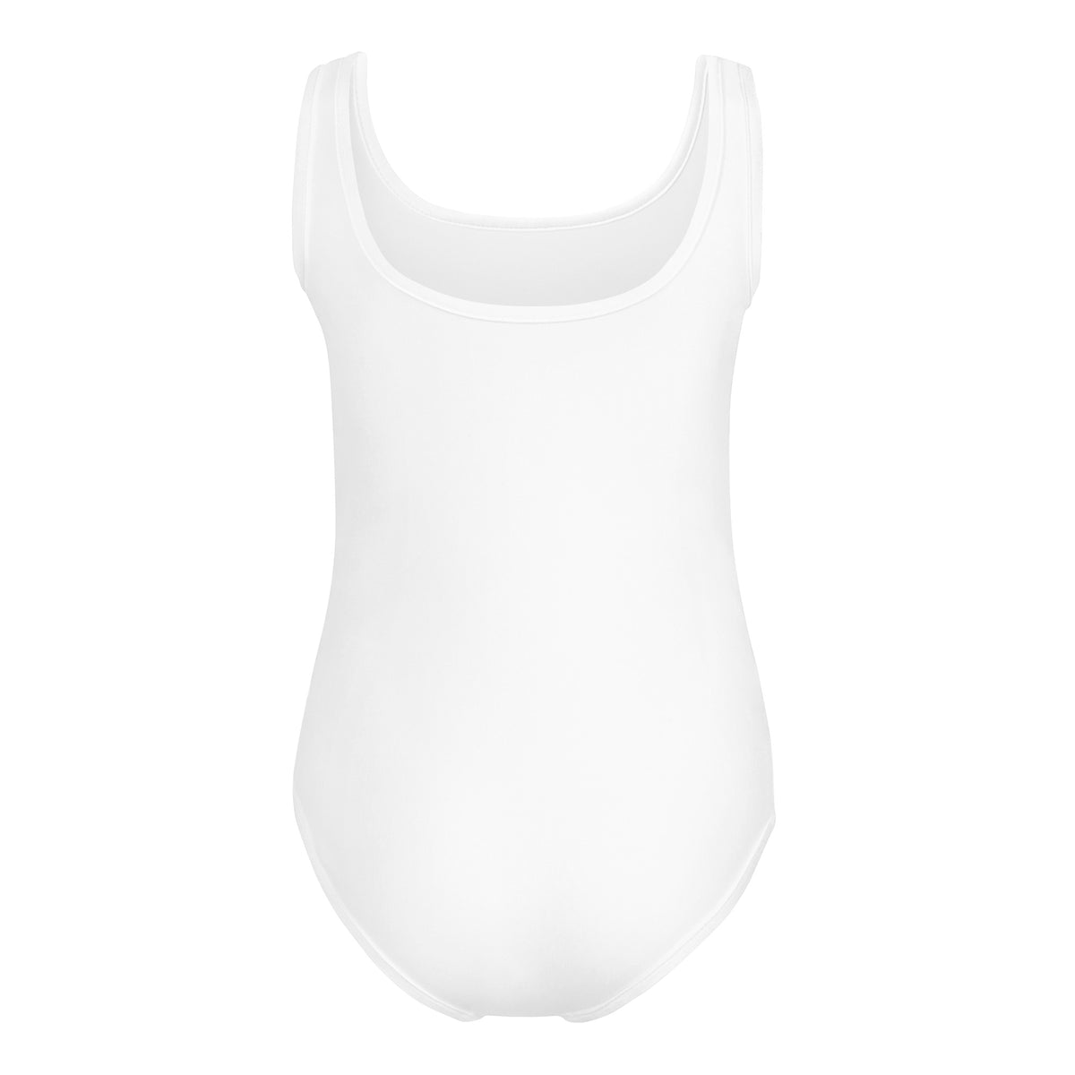 BrightBuddySkills Smart Trio Girls' Swimsuit, white, back view — product mockup