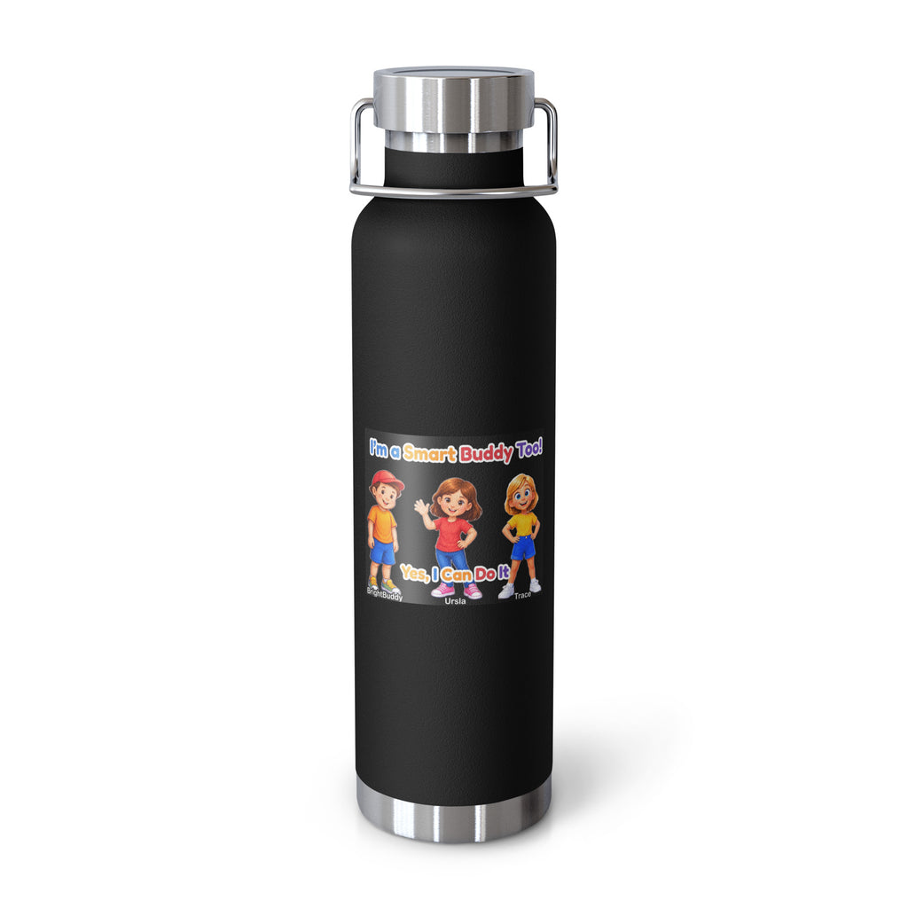 I'm a Smart Buddy Too! Insulated Bottle – Black, front view