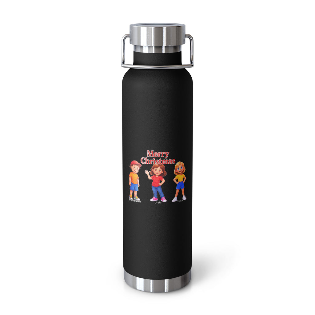 Merry Christmas Smart Trio Insulated Bottle – Black, front view
