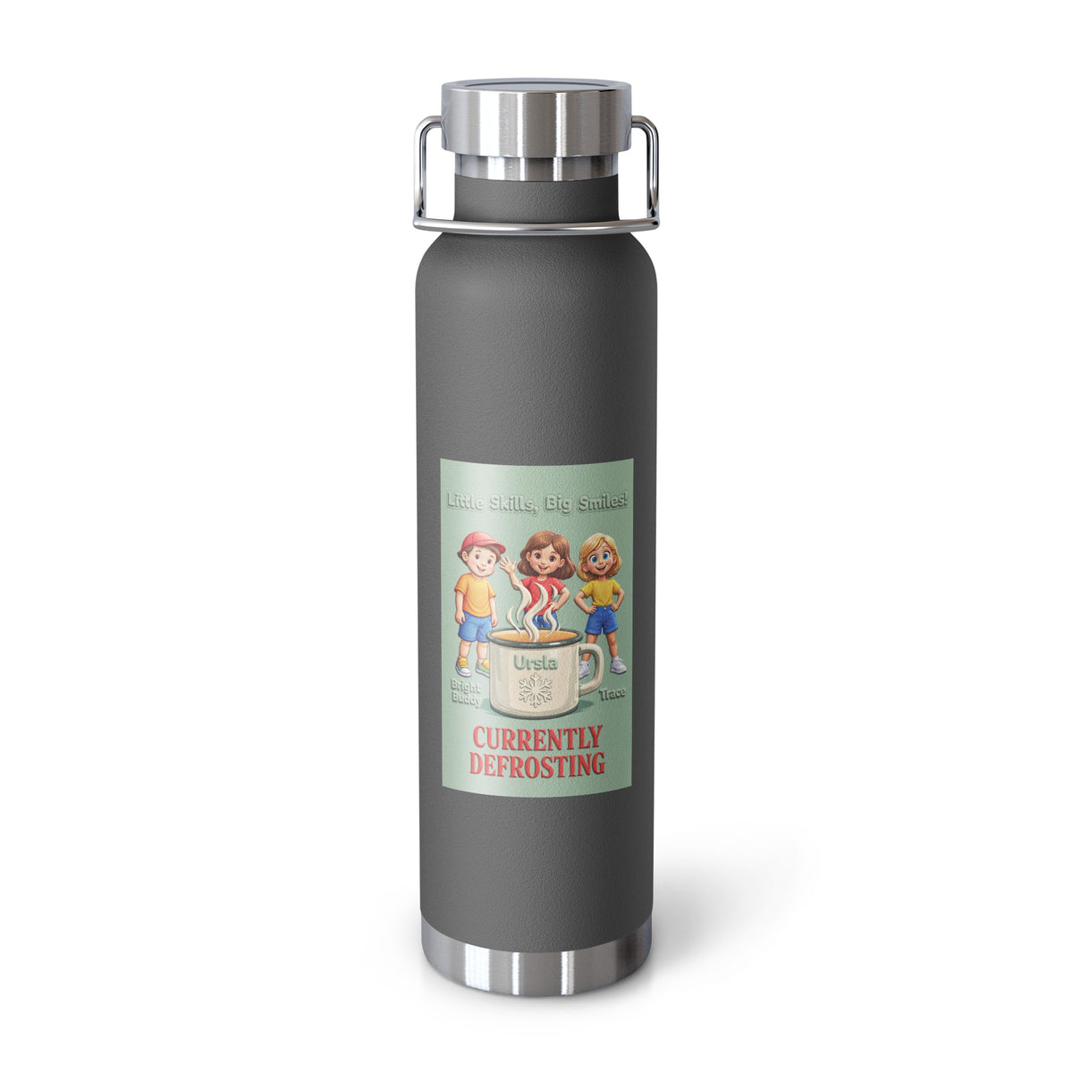 Currently Defrosting Smart Trio Insulated Bottle – Grey, front view