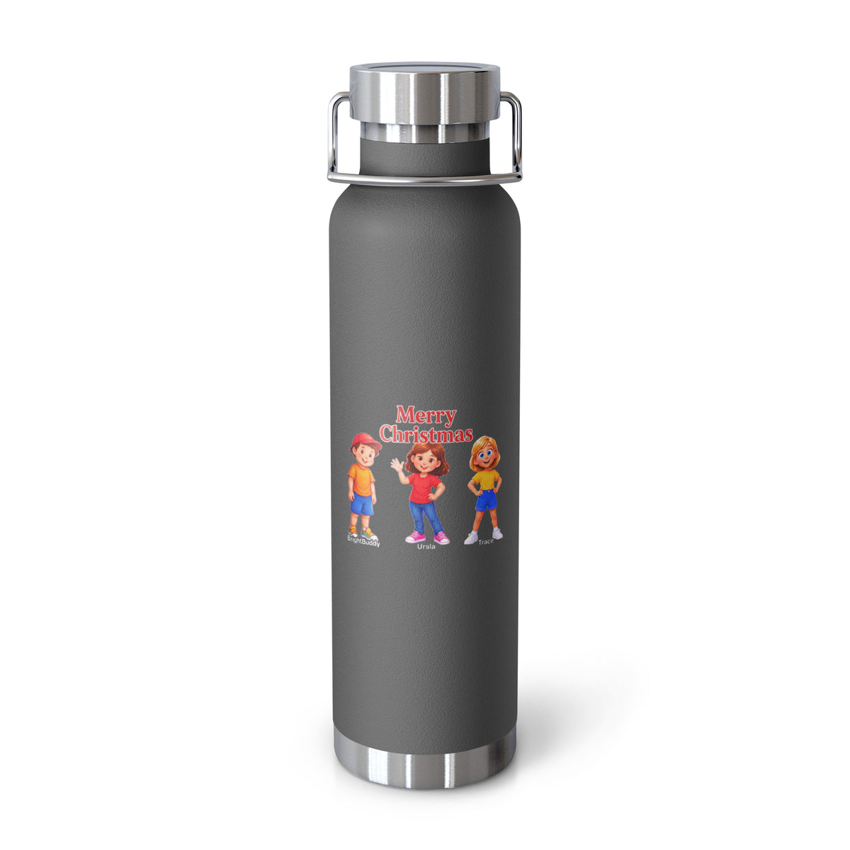 Merry Christmas Smart Trio Insulated Bottle – Grey, front view