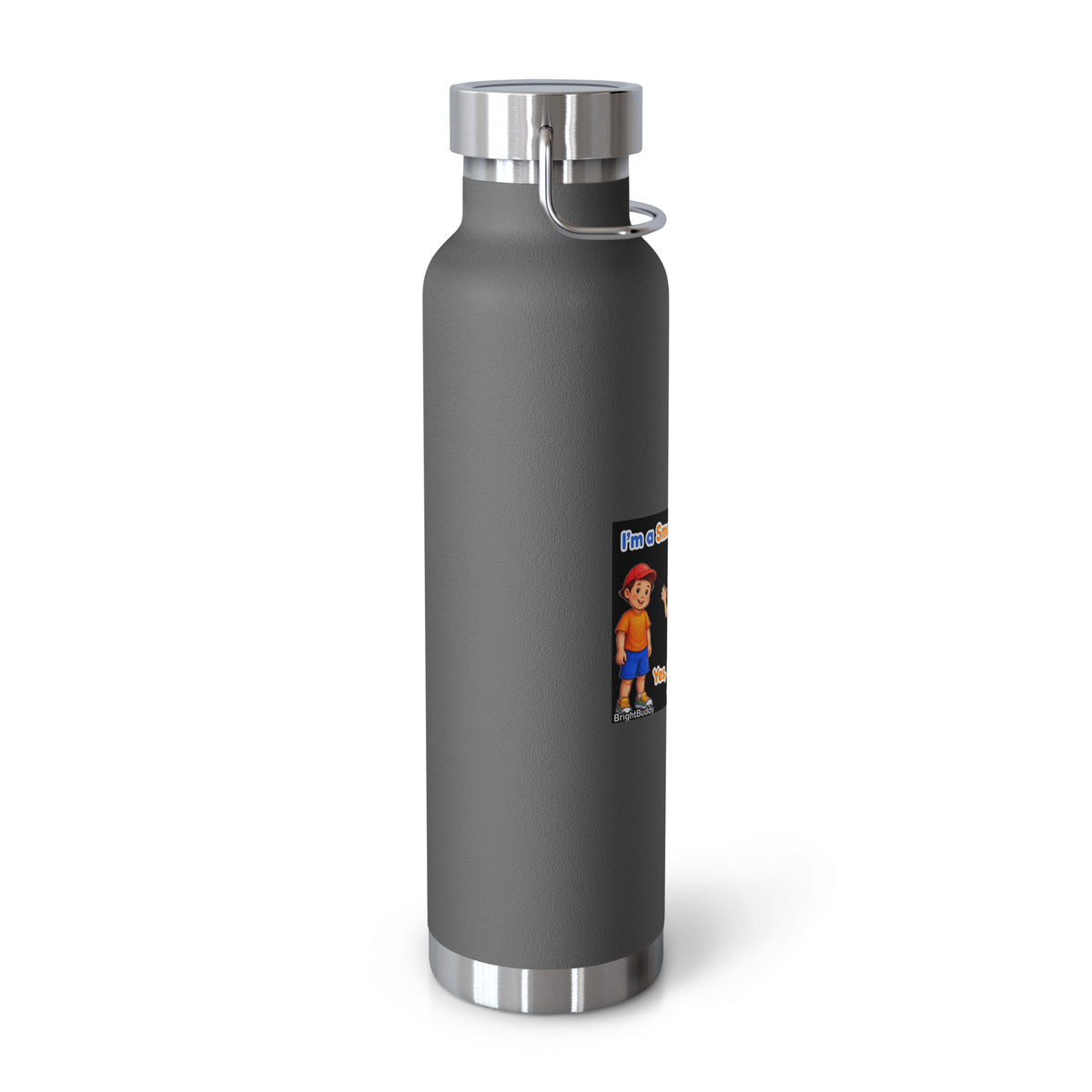 I'm a Smart Buddy Too! Insulated Bottle – Grey, left view