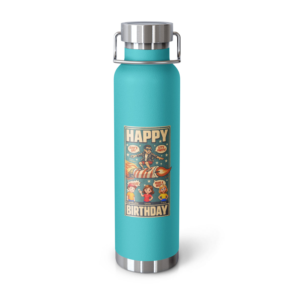 Happy Birthday Smart Trio Insulated Bottle – Mint Green, front view