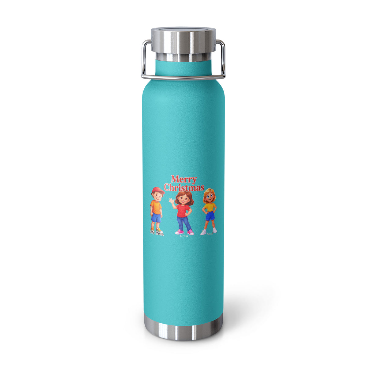 Merry Christmas Smart Trio Insulated Bottle – Mint Green, front view