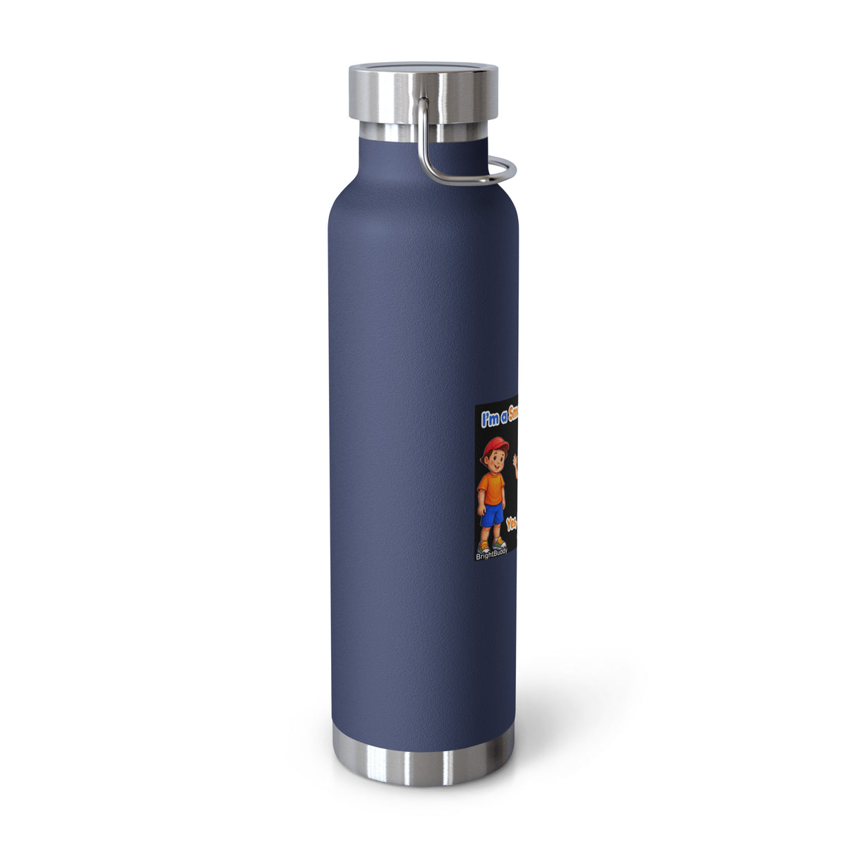 I'm a Smart Buddy Too! Insulated Bottle – Navy, left view