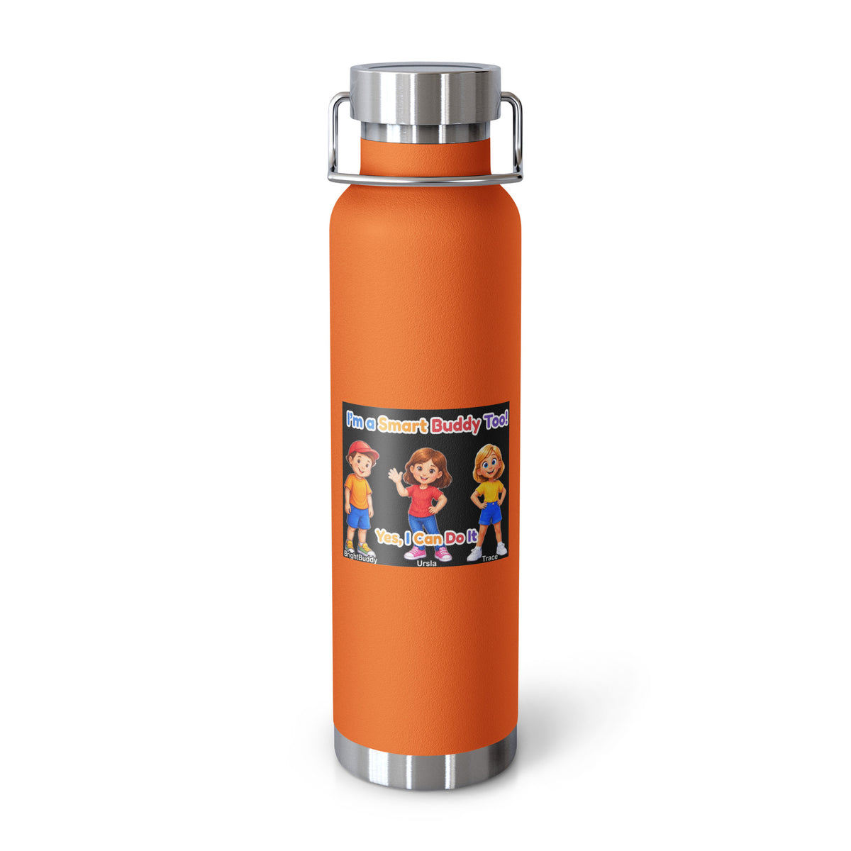 I'm a Smart Buddy Too! Insulated Bottle – Orange, front view