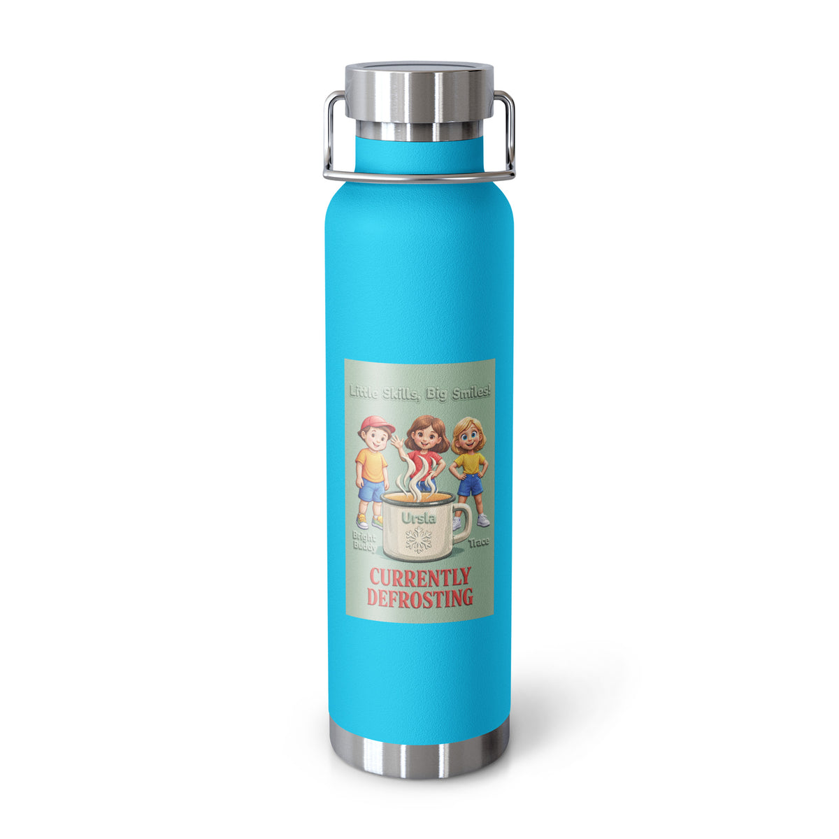 Currently Defrosting Smart Trio Insulated Bottle – Pebble Blue, front view