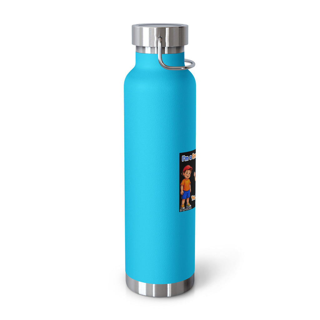 I'm a Smart Buddy Too! Insulated Bottle – Pebble Blue, left view