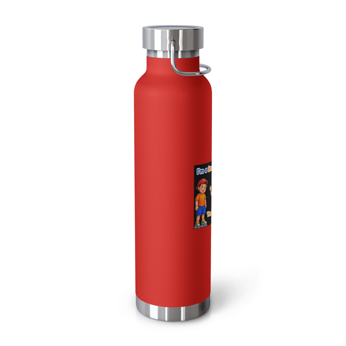 I'm a Smart Buddy Too! Insulated Bottle – Red, left view