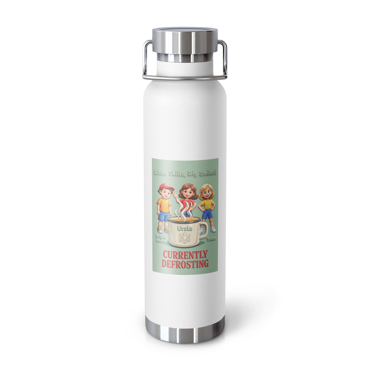 Currently Defrosting Smart Trio Insulated Bottle – White, front view