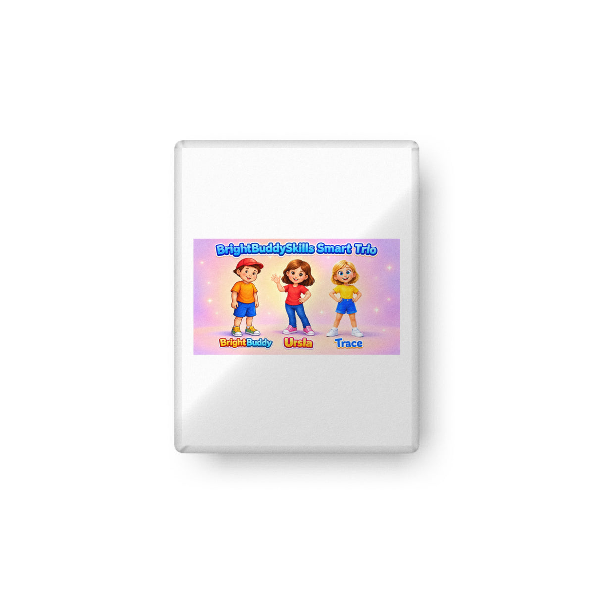 BrightBuddySkills Smart Trio custom-shaped pillow, 16″ × 16″ — product mockup