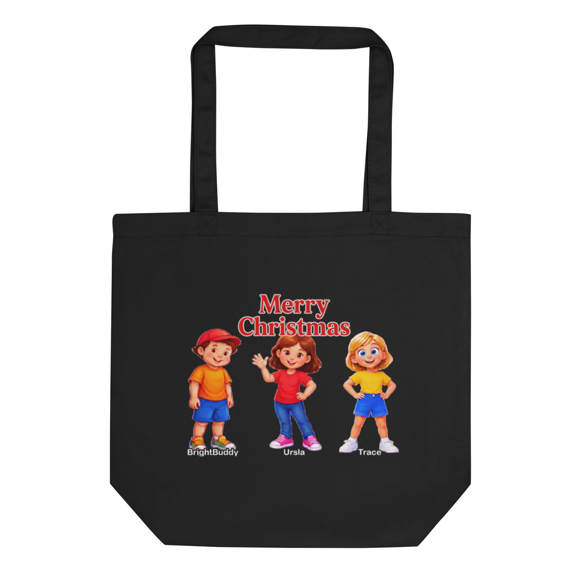 Merry Christmas Smart Trio Eco Tote Bag – Black, front view