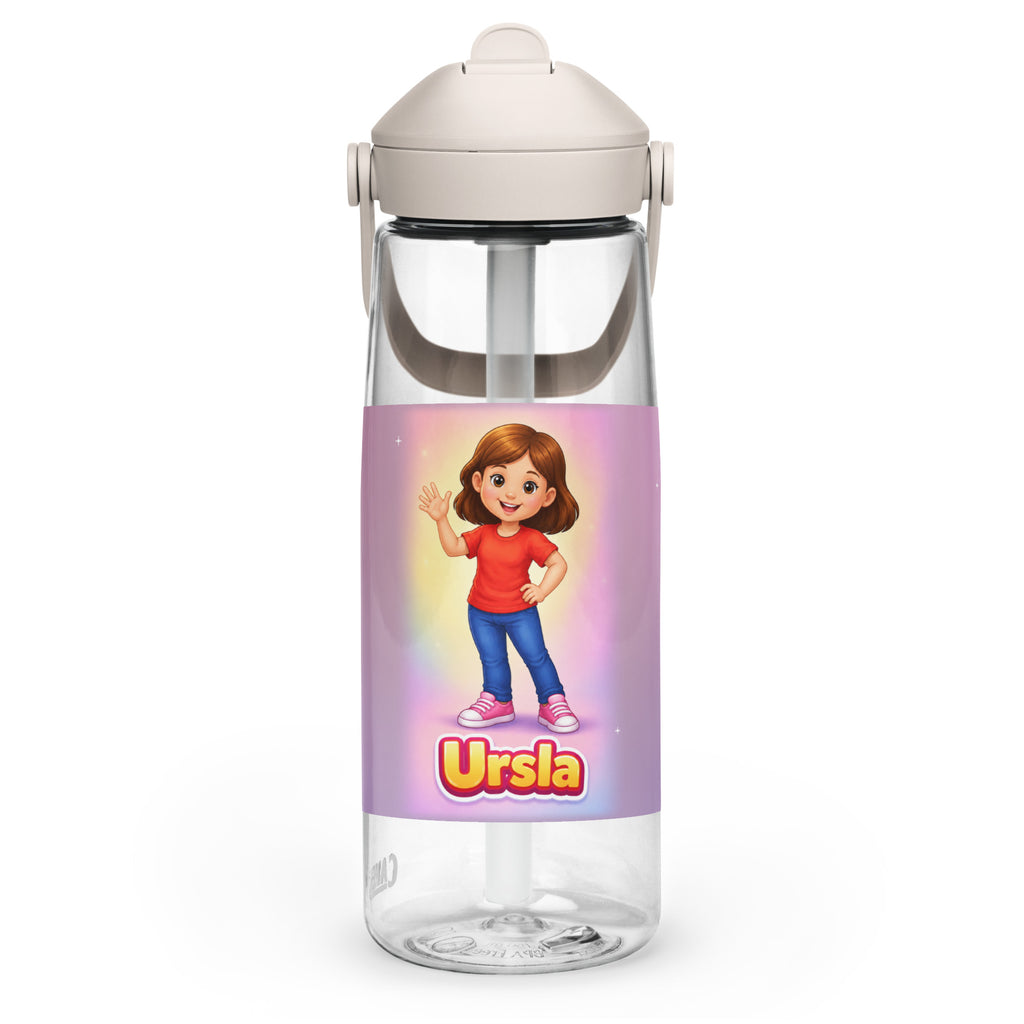 Ursla 25 oz Flip-Straw Bottle, left side view — product mockup