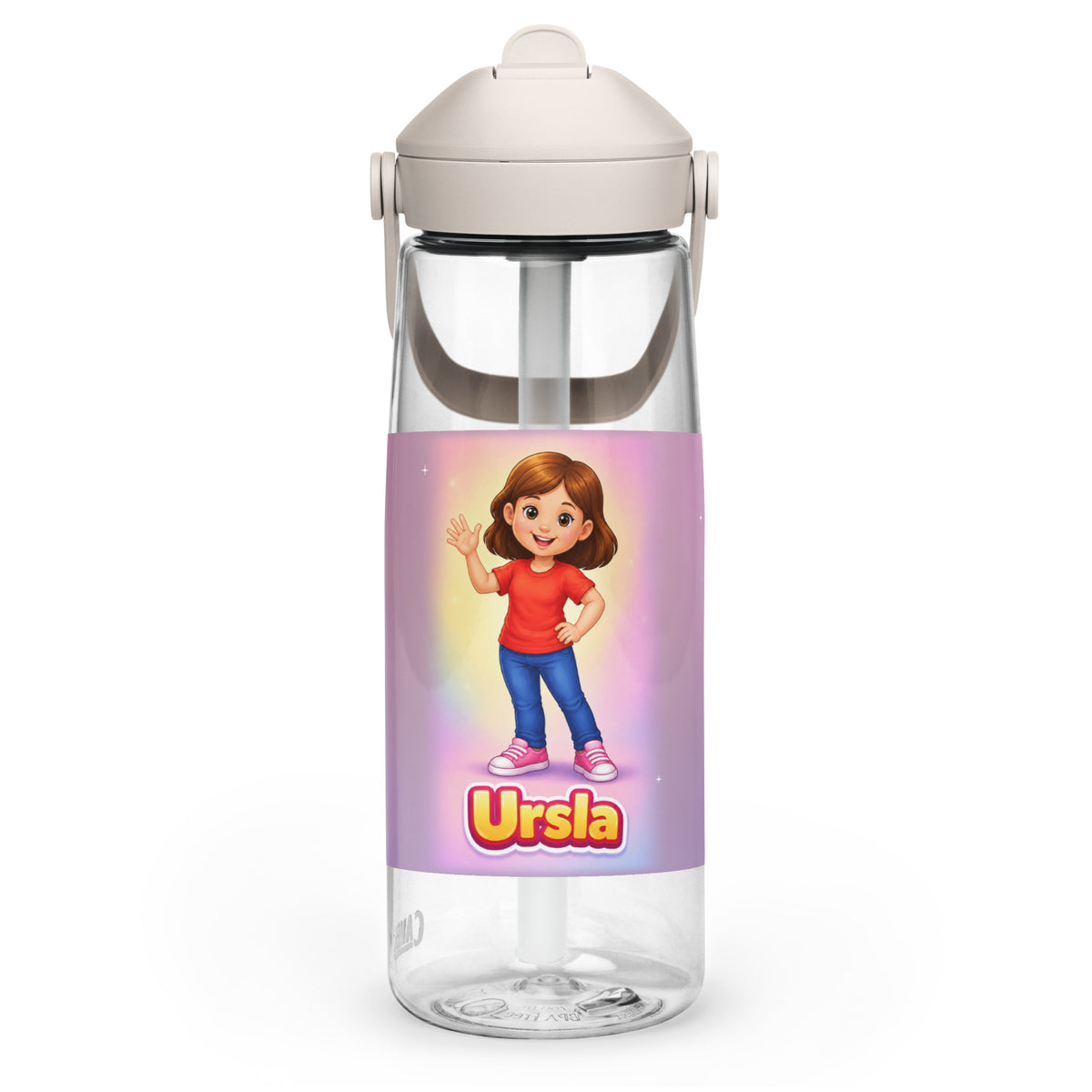 Ursla 25 oz Flip-Straw Bottle, left side view — product mockup
