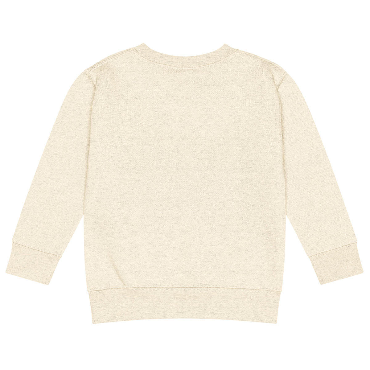BrightBuddySkills kids crew neck sweatshirt, natural heather, back view — product mockup