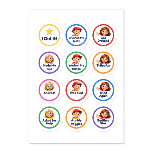 I Did It! Smart Trio reward sticker sheet with 12 kids routine stickers