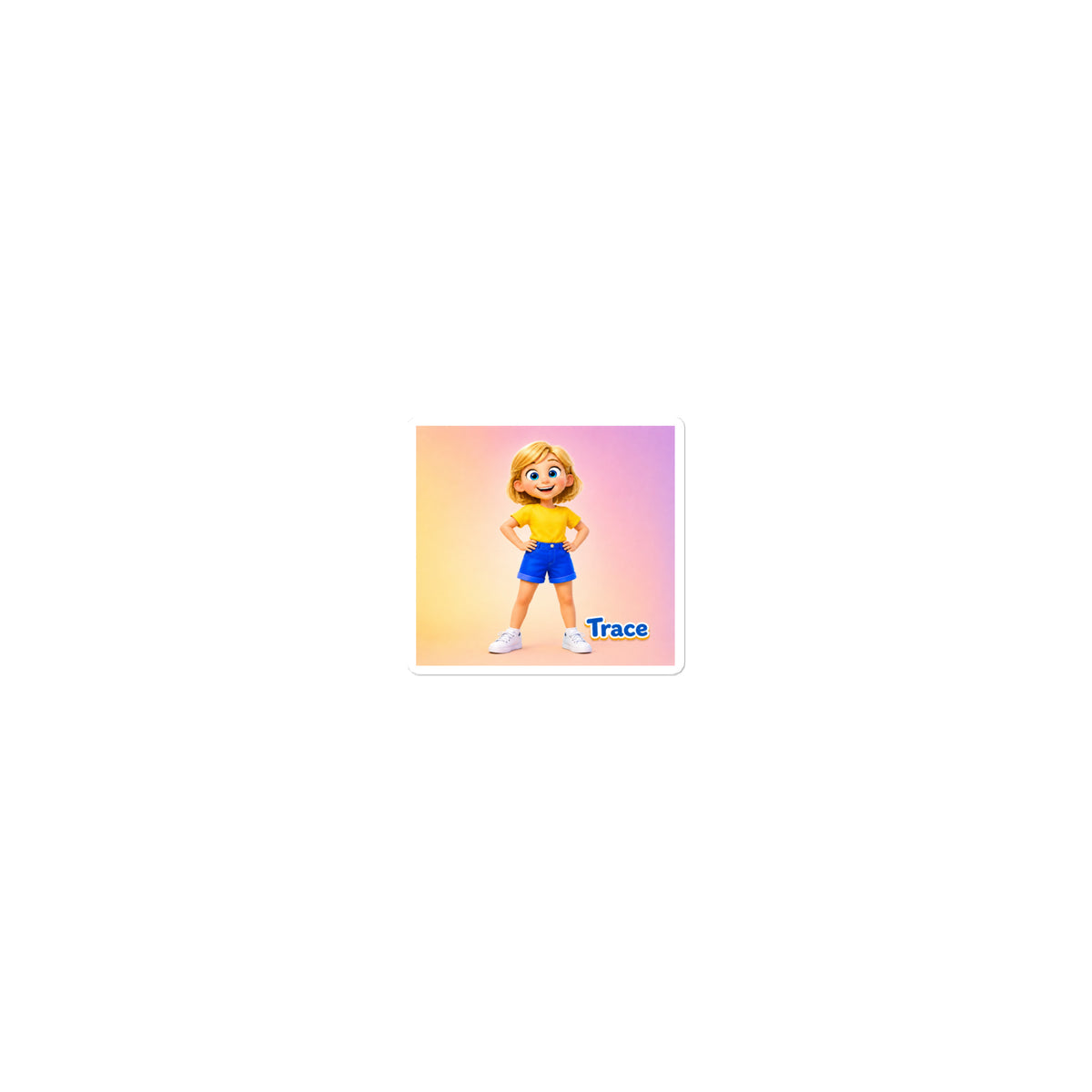 Trace Character Vinyl Sticker, white — product mockup
