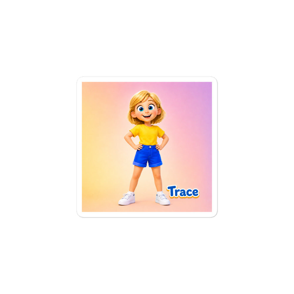 Trace Character Vinyl Sticker, white — product mockup