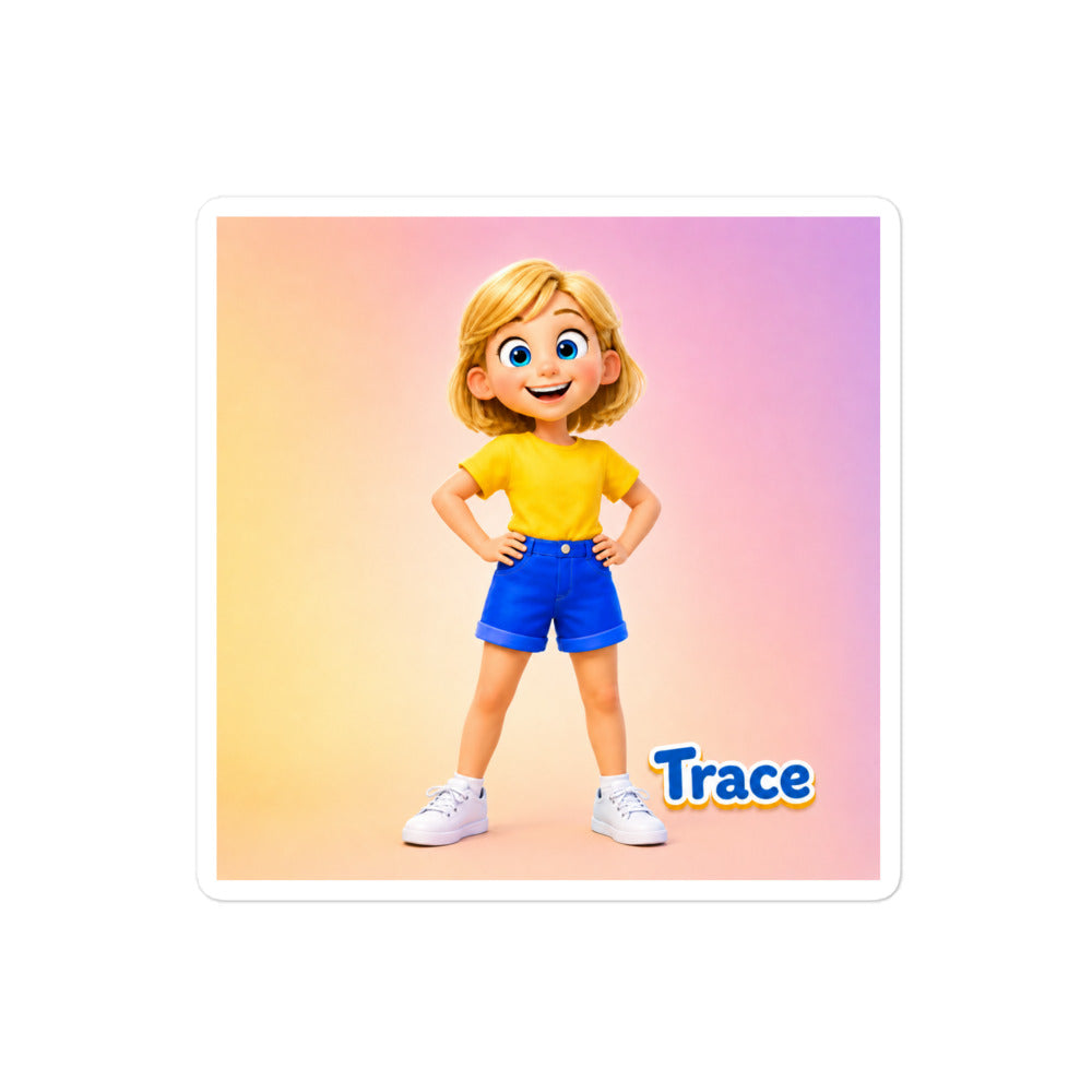 Trace Character Vinyl Sticker, white — product mockup