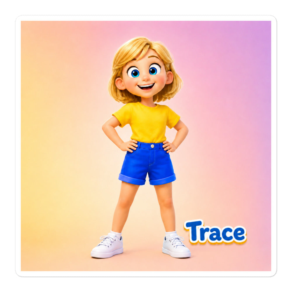 Trace Character Vinyl Sticker, white — product mockup