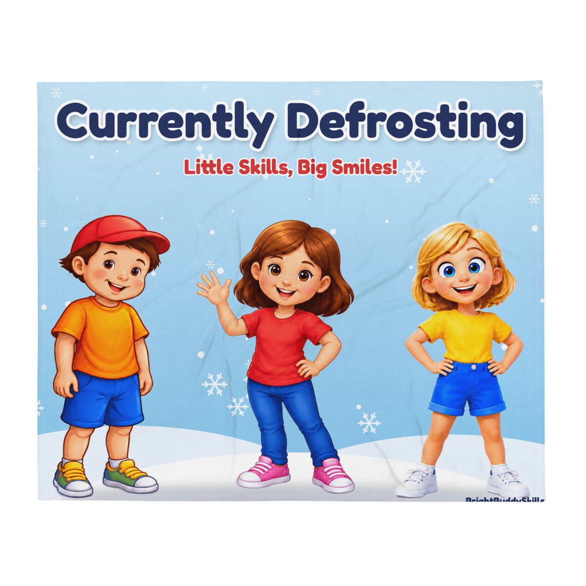 Currently Defrosting Smart Trio Throw Blanket 50×60″ – Smart Trio in the snow on icy blue