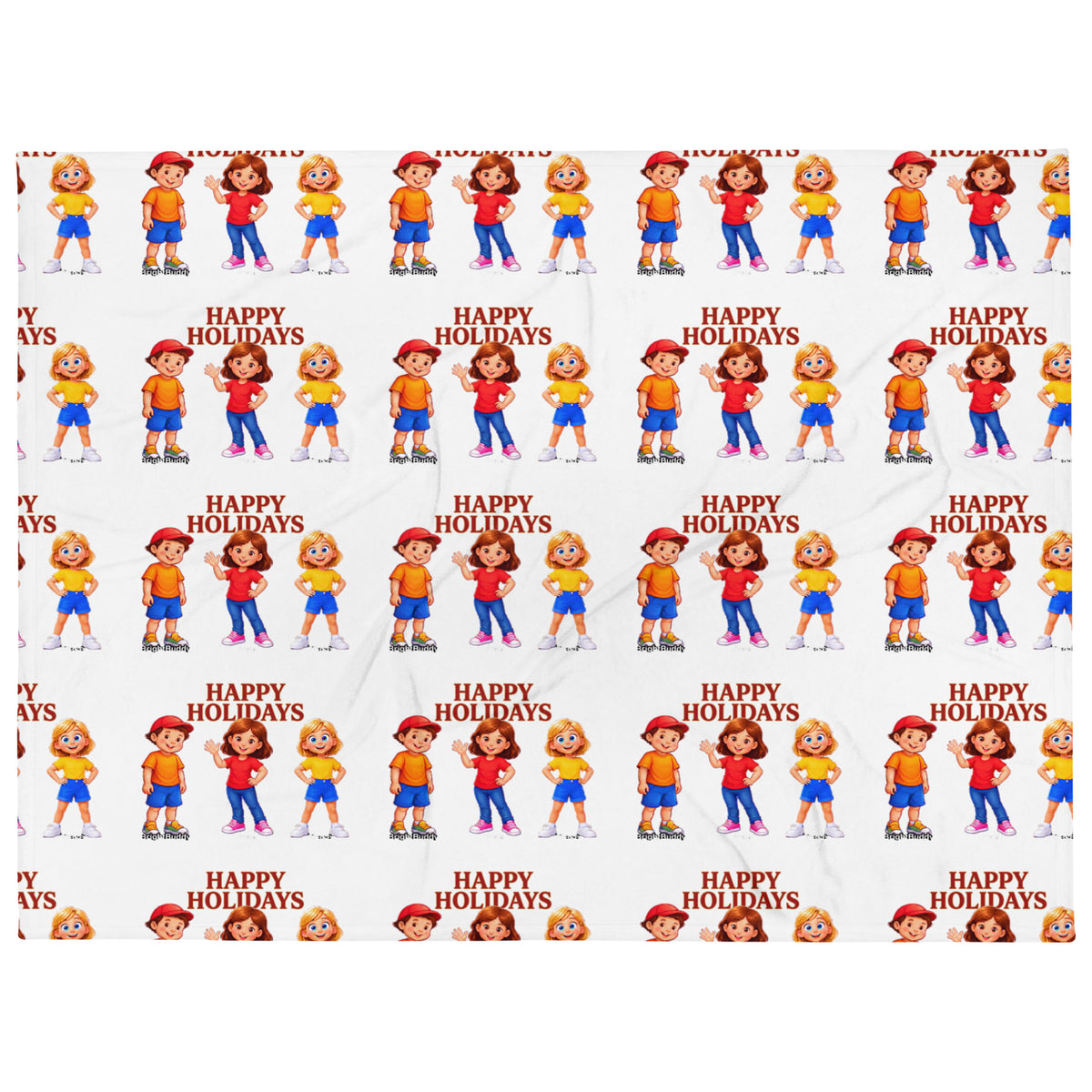 Happy Holidays Smart Trio Throw Blanket 60×80″ – front view