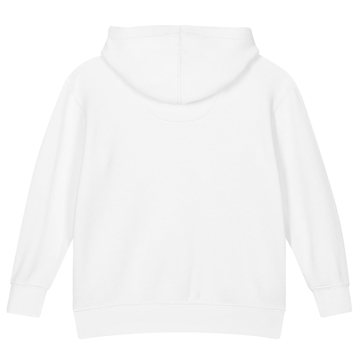 BrightBuddySkills toddler fleece pullover hoodie, white, back view — product mockup