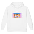 BrightBuddySkills toddler fleece pullover hoodie, white, front view — product mockup