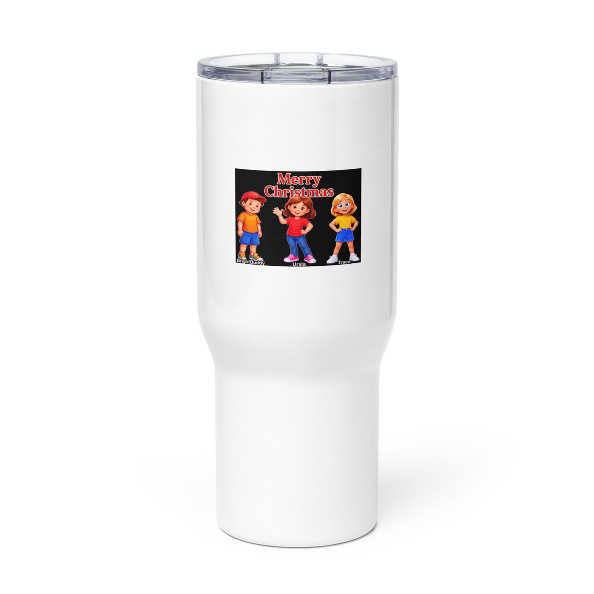 Merry Christmas Smart Trio Travel Mug with Handle – front view