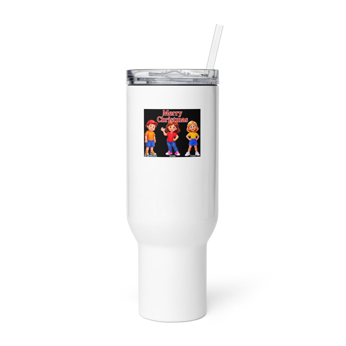 Merry Christmas Smart Trio Travel Mug with Handle – front view