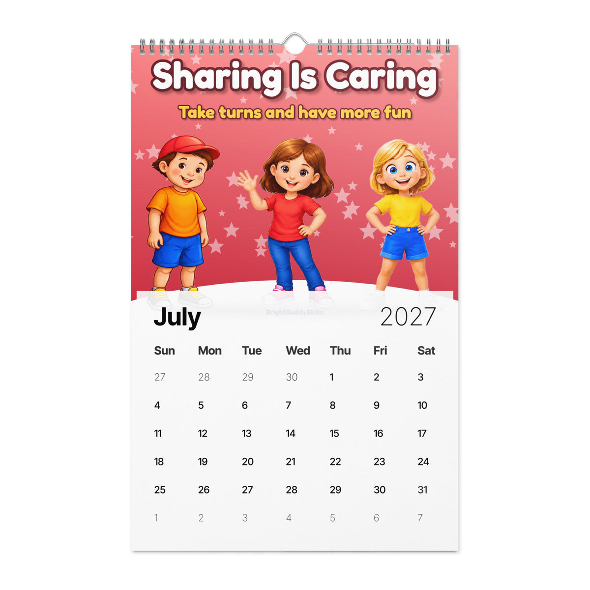 2027 Smart Trio Skills Wall Calendar – monthly page