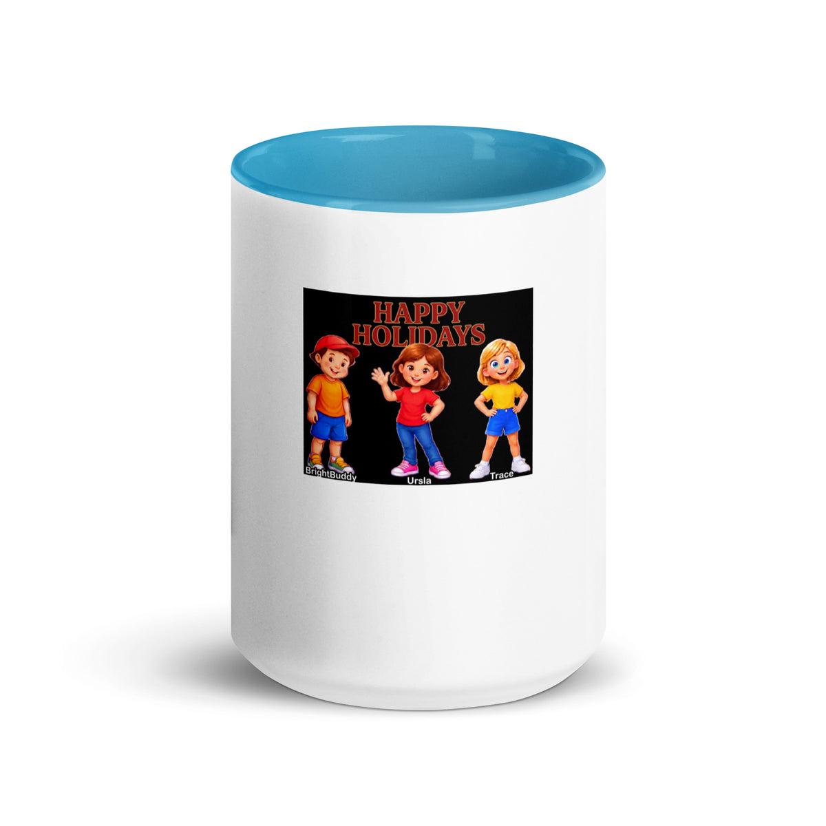 Happy Holidays Smart Trio Mug with Color Inside – Blue, front view