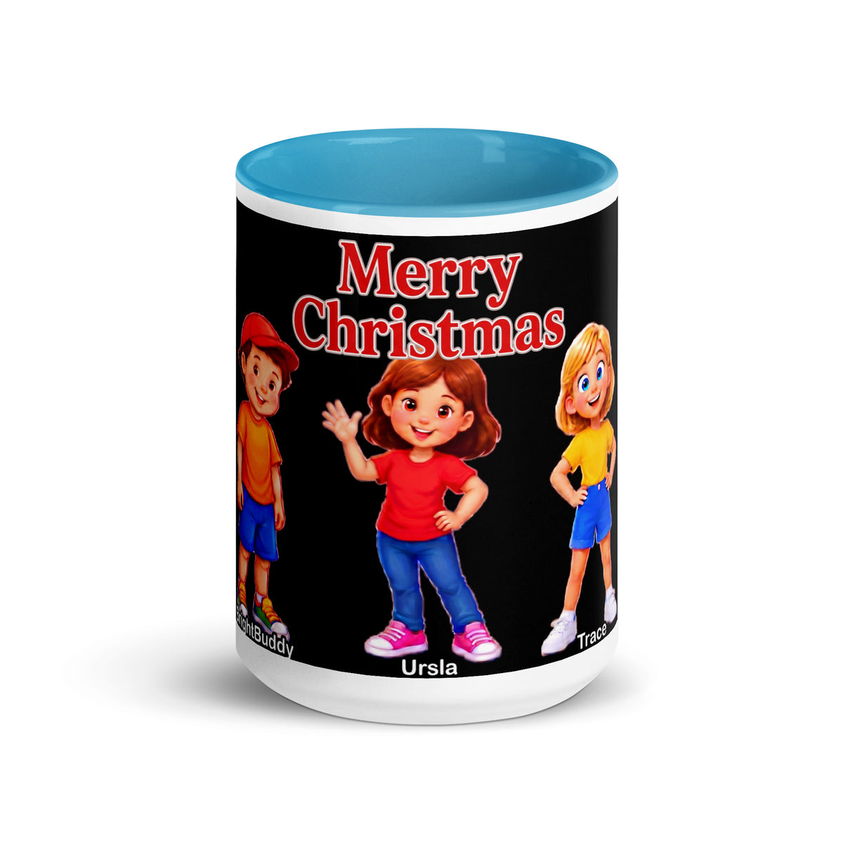 Merry Christmas Smart Trio Mug with Color Inside – Blue, front view