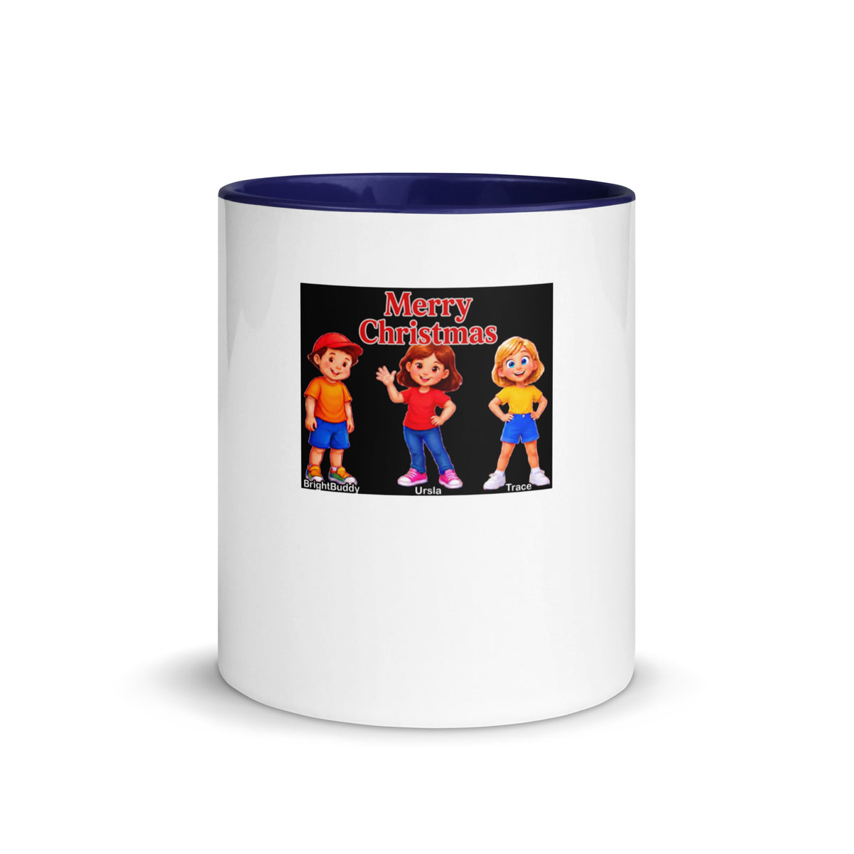 Merry Christmas Smart Trio Mug with Color Inside – Dark Blue, front view
