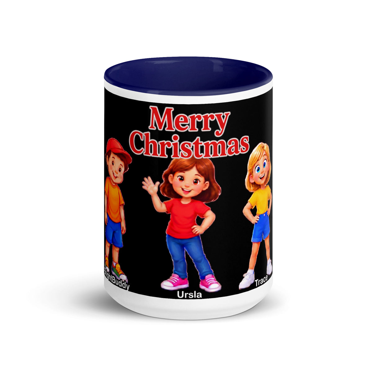 Merry Christmas Smart Trio Mug with Color Inside – Dark Blue, front view