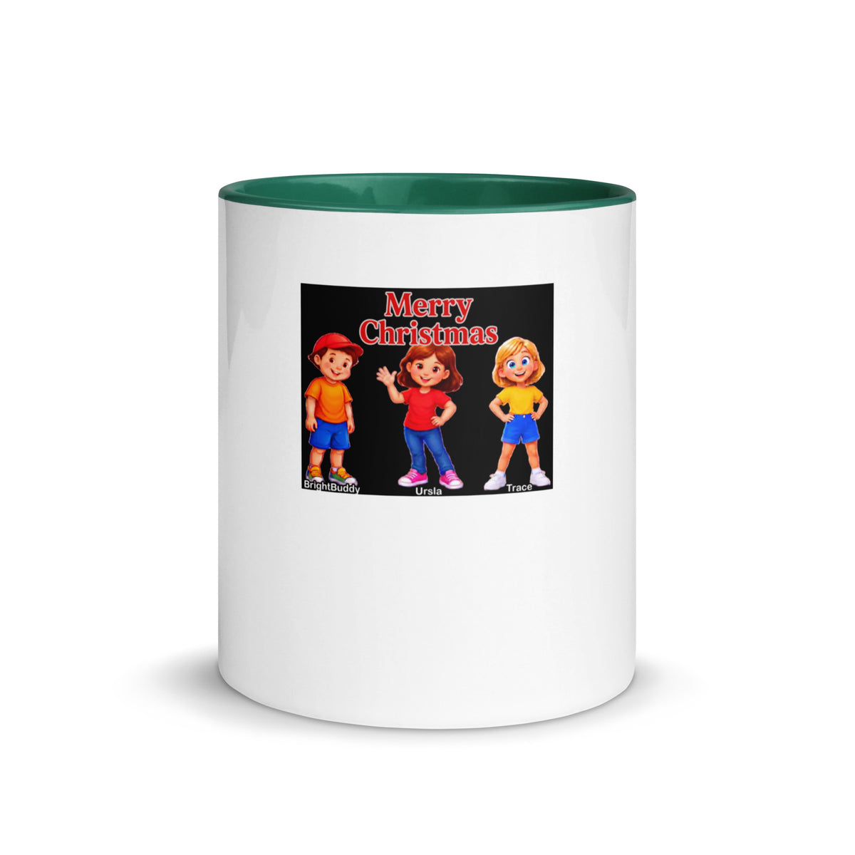 Merry Christmas Smart Trio Mug with Color Inside – Dark green, front view