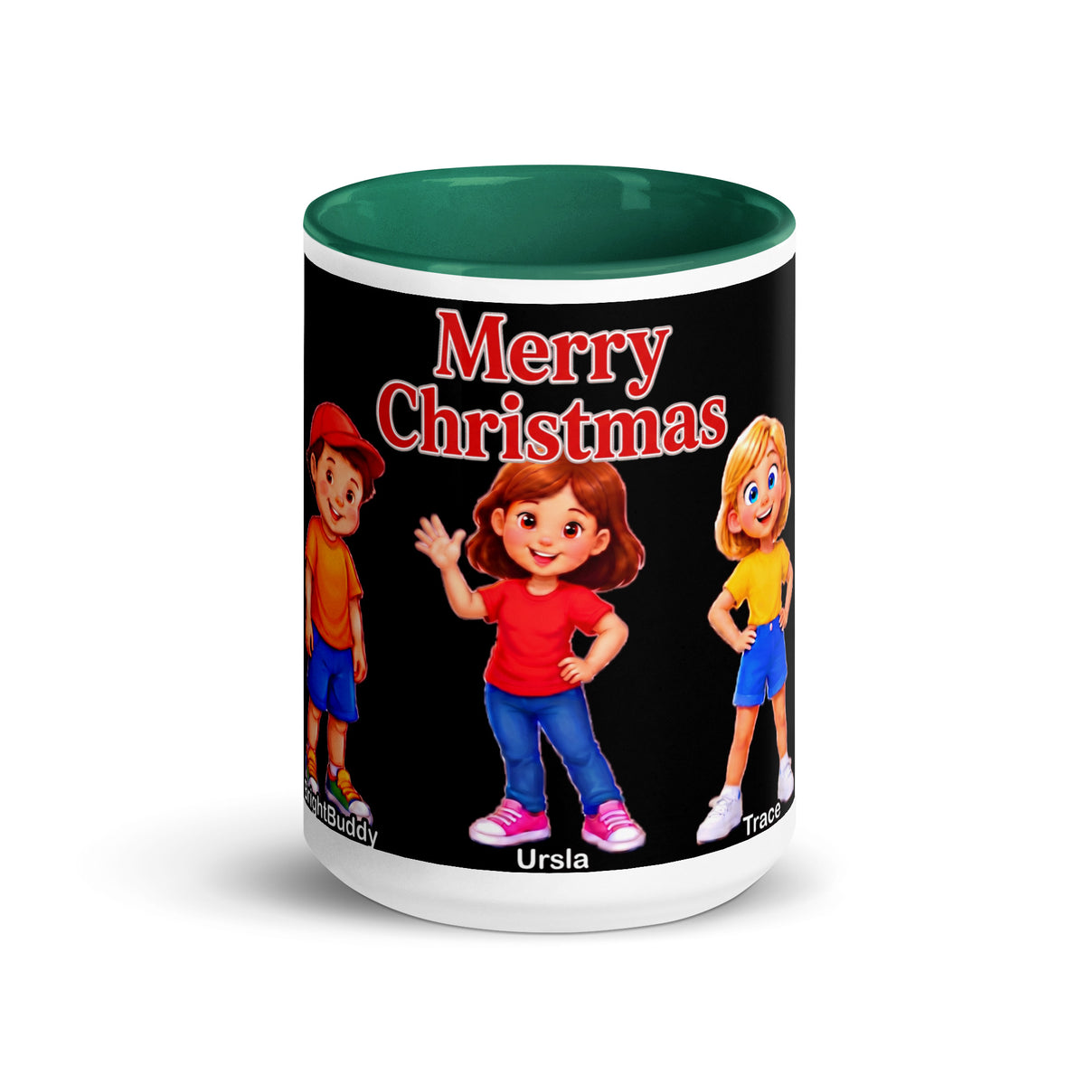 Merry Christmas Smart Trio Mug with Color Inside – Dark green, front view