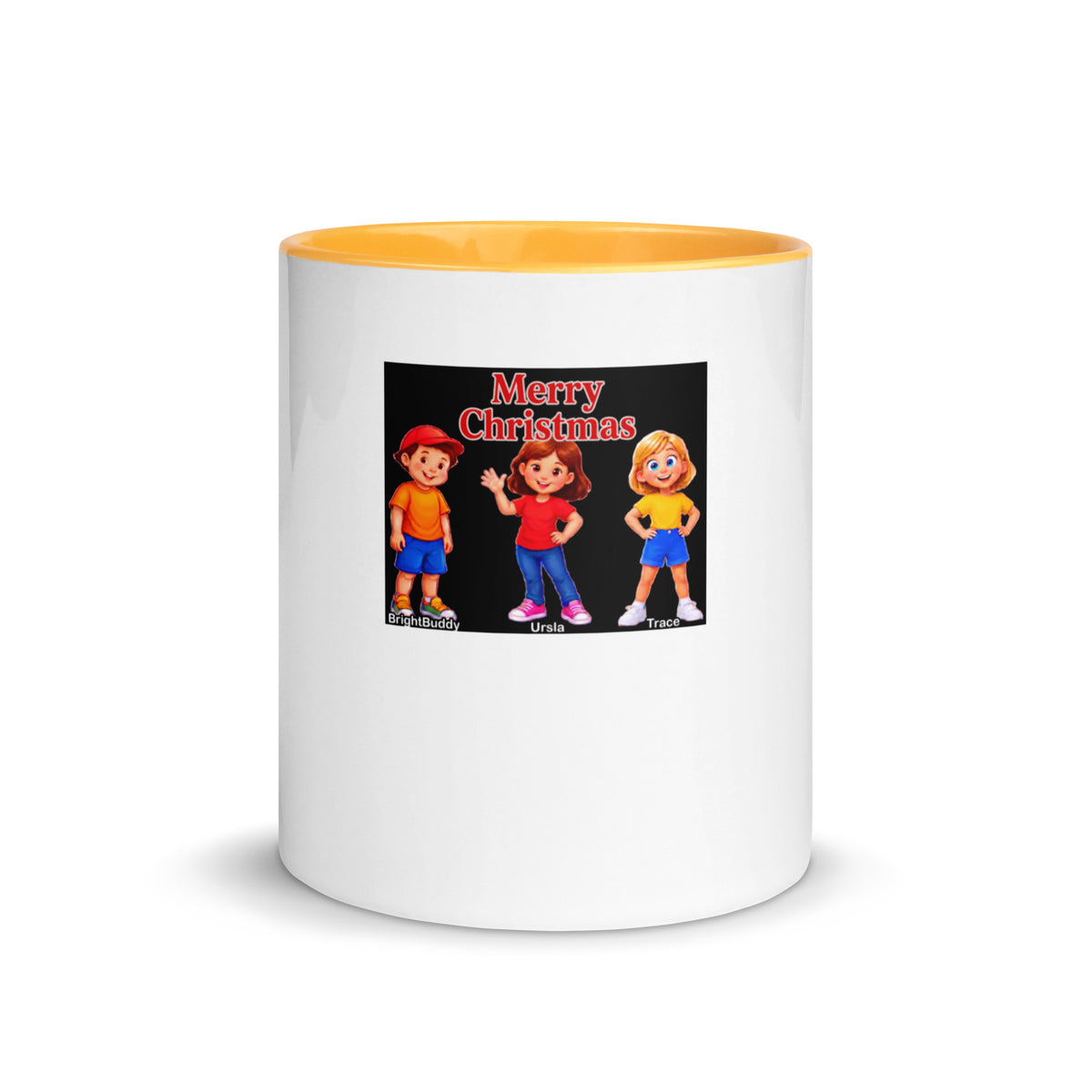 Merry Christmas Smart Trio Mug with Color Inside – Golden Yellow, front view