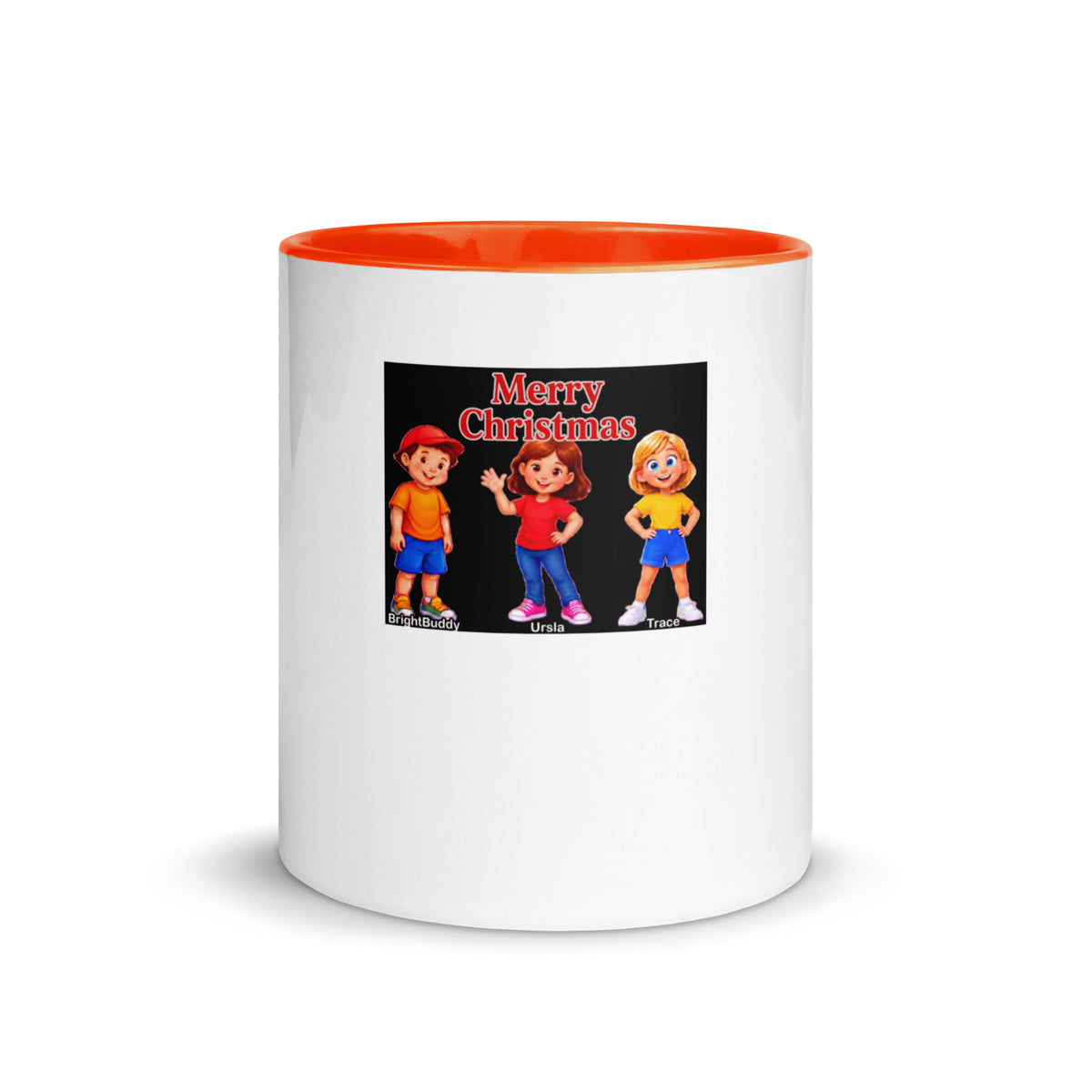 Merry Christmas Smart Trio Mug with Color Inside – Orange, front view