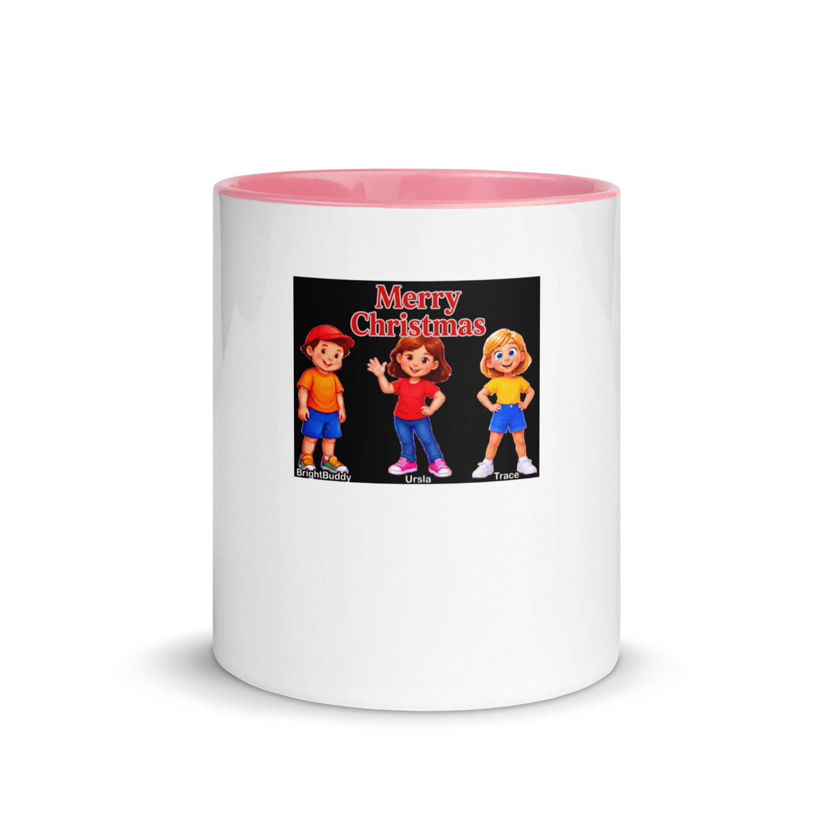 Merry Christmas Smart Trio Mug with Color Inside – Pink, front view