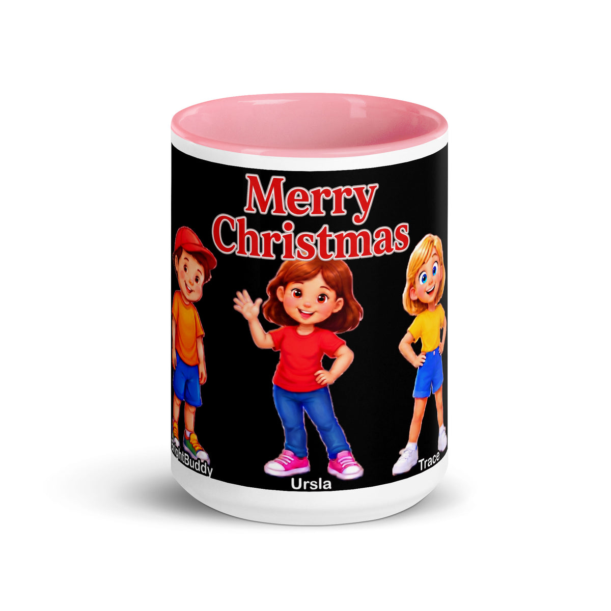 Merry Christmas Smart Trio Mug with Color Inside – Pink, front view