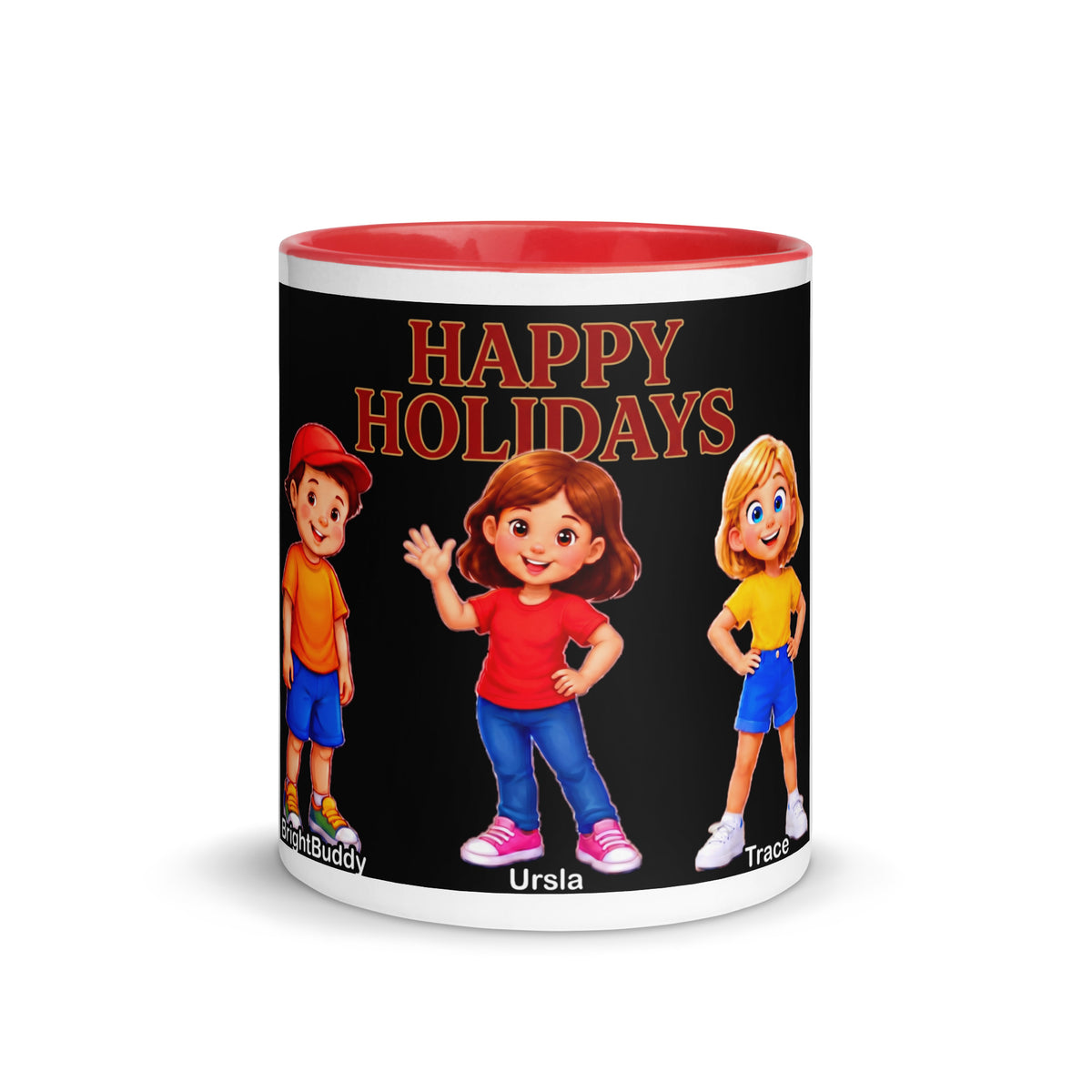 Happy Holidays Smart Trio Mug with Color Inside – Red, front view