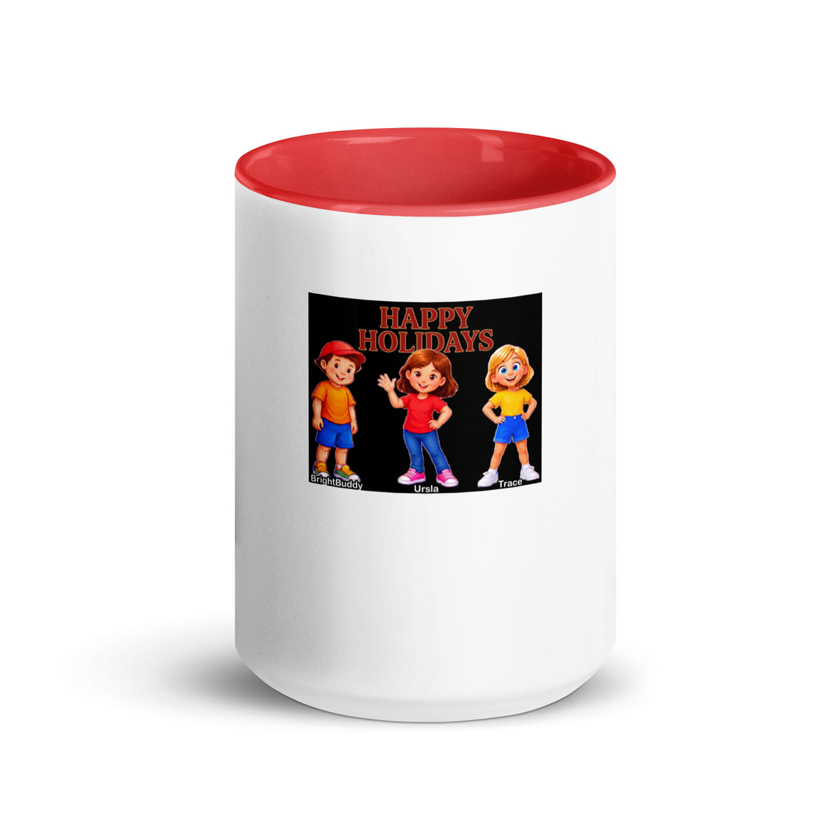 Happy Holidays Smart Trio Mug with Color Inside – Red, front view