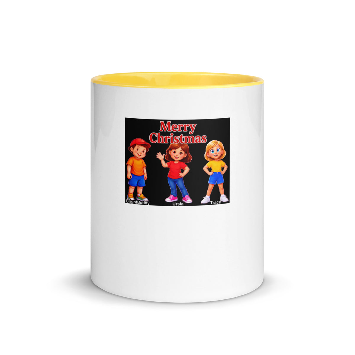 Merry Christmas Smart Trio Mug with Color Inside – Yellow, front view