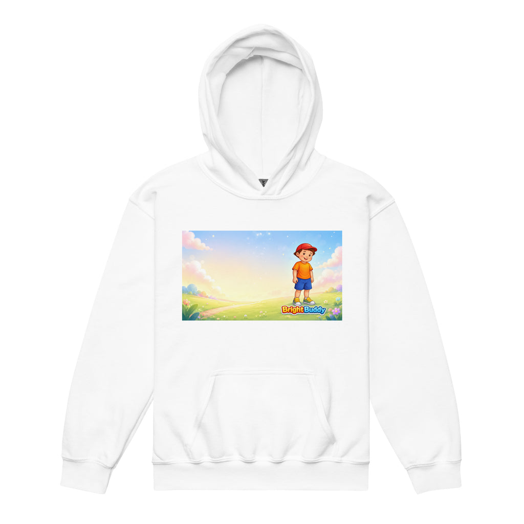 BrightBuddy Youth Hoodie, front view — product mockup