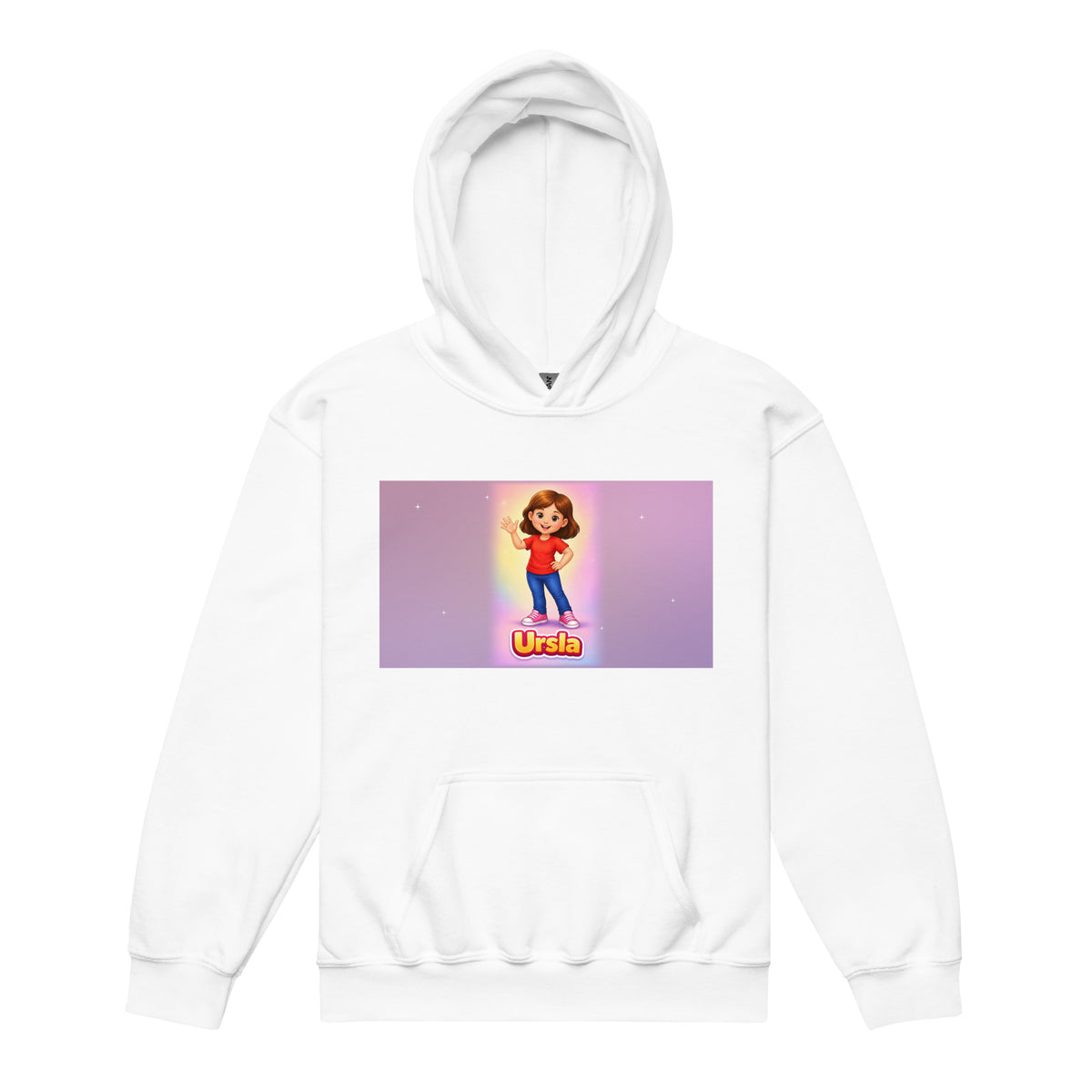 Ursla Youth Hoodie, front view — product mockup