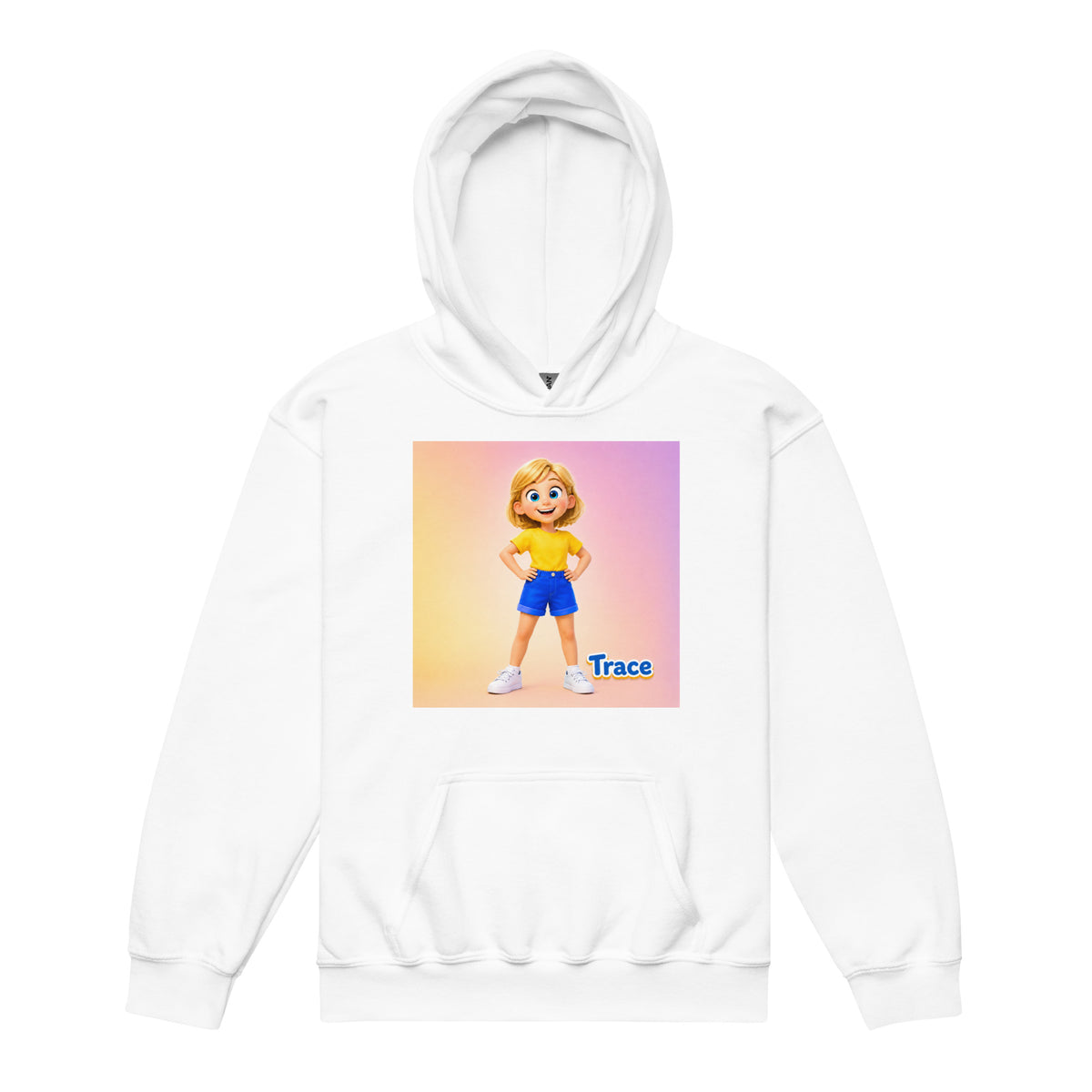 Trace Youth Hoodie, front view — product mockup